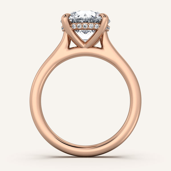 Round Cathedral Hidden Halo Engagement Ring | 18k Rose Gold