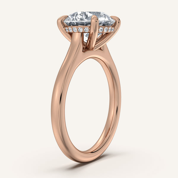 Round Cathedral Hidden Halo Engagement Ring | 14k Rose Gold