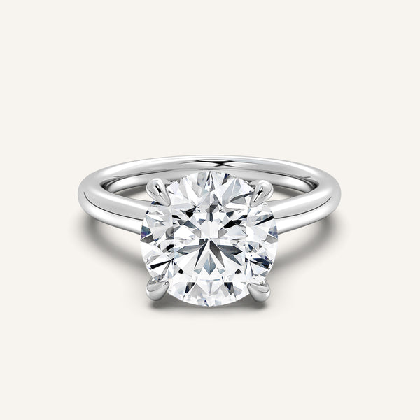 Cathedral Hidden Halo Engagement Ring | 14k White Gold