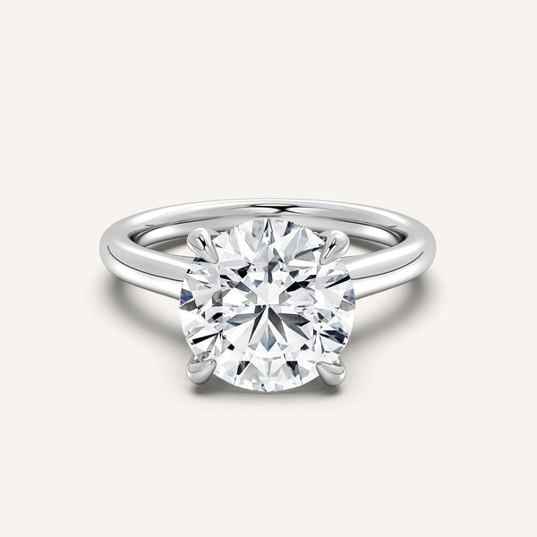 Round Cathedral Hidden Halo Engagement Ring | Platinum