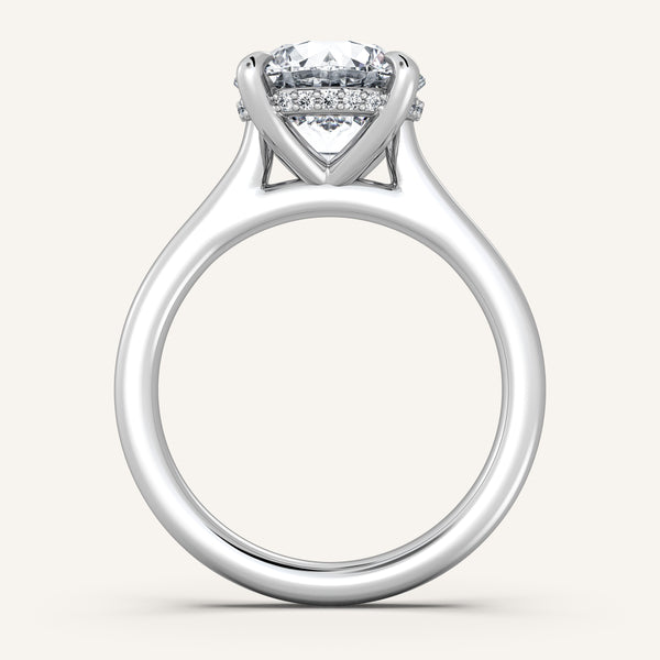 Cathedral Hidden Halo Engagement Ring | 14k White Gold