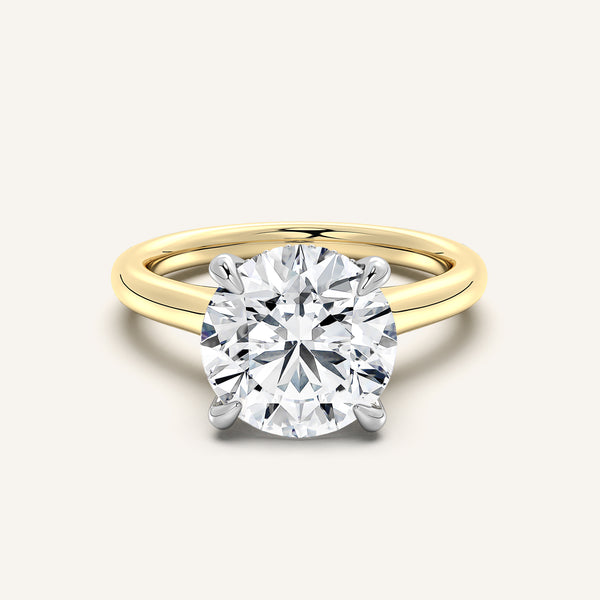 Cathedral Hidden Halo Engagement Ring | 14k Two Tone