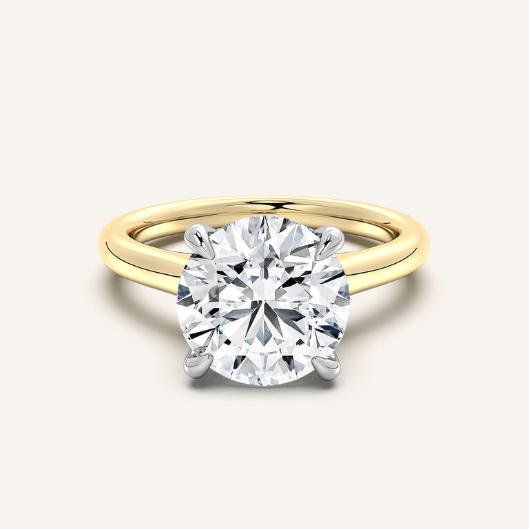 Image for Round Cathedral Hidden Halo Engagement Ring | 18k Two Tone