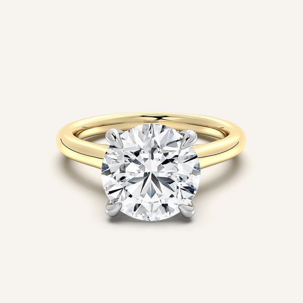 Cathedral Hidden Halo Engagement Ring | 18k Two Tone