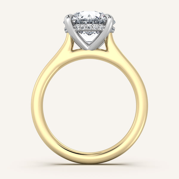 Cathedral Hidden Halo Engagement Ring | 14k Two Tone