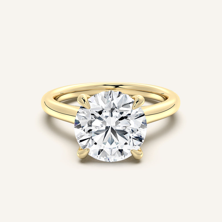 Image for Round Cathedral Hidden Halo Engagement Ring | 18k Yellow Gold