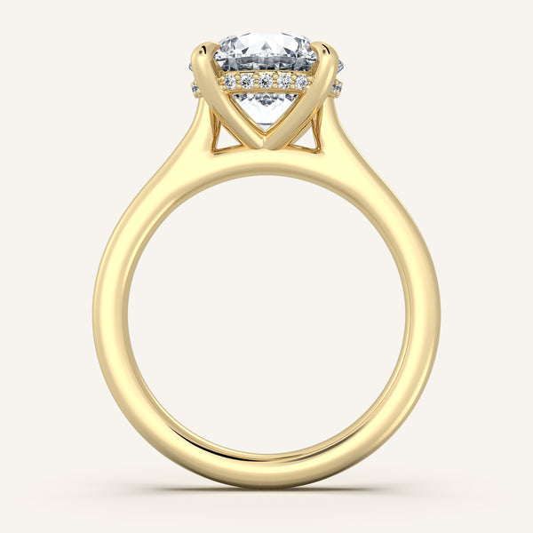 Round Cathedral Hidden Halo Engagement Ring | 18k Yellow Gold