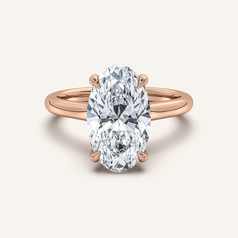 Image for Moval Cathedral Hidden Halo Engagement Ring | 14k Rose Gold