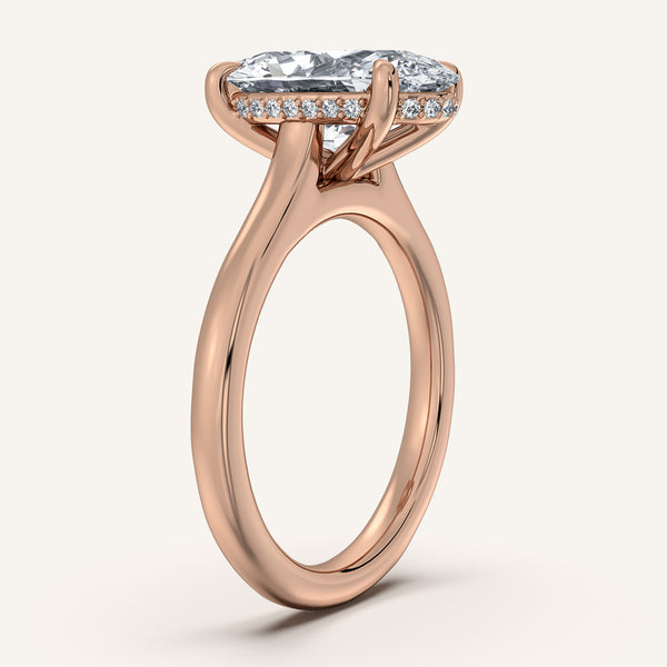 Moval Cathedral Hidden Halo Engagement Ring | 18k Rose Gold