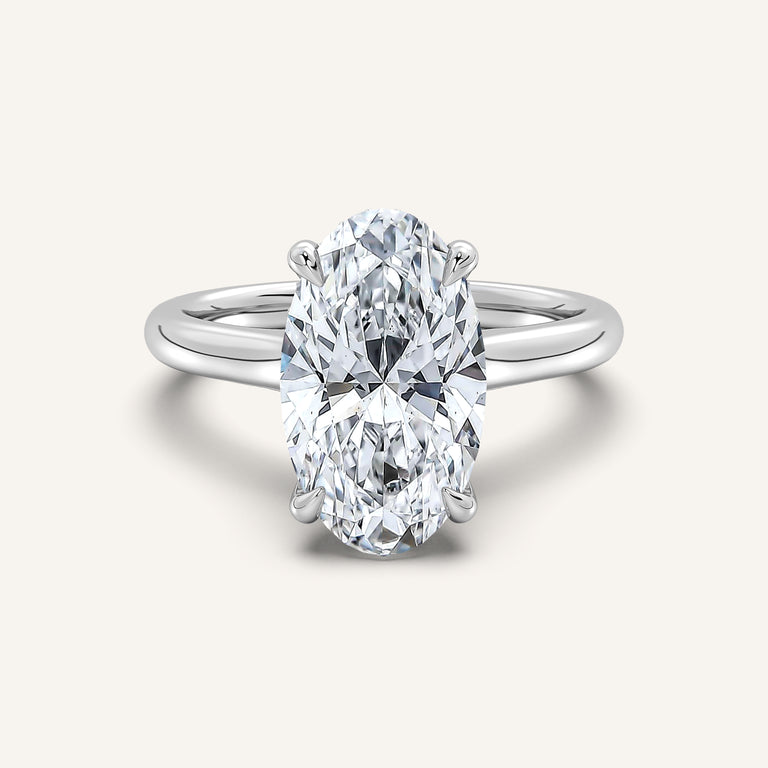 Image for Moval Cathedral Hidden Halo Engagement Ring | 18k White Gold