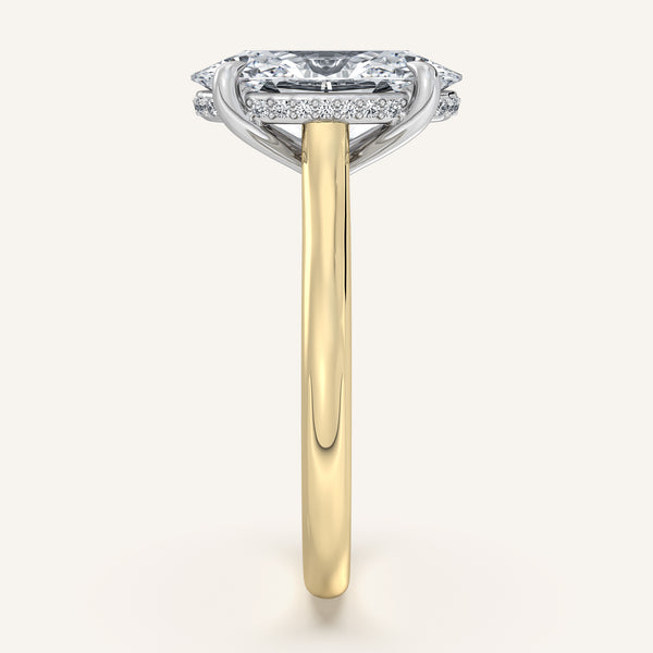 Moval Cathedral Hidden Halo Engagement Ring | 14k Two Tone