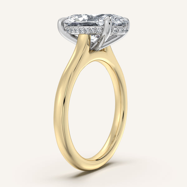 Moval Cathedral Hidden Halo Engagement Ring | 18k Two Tone