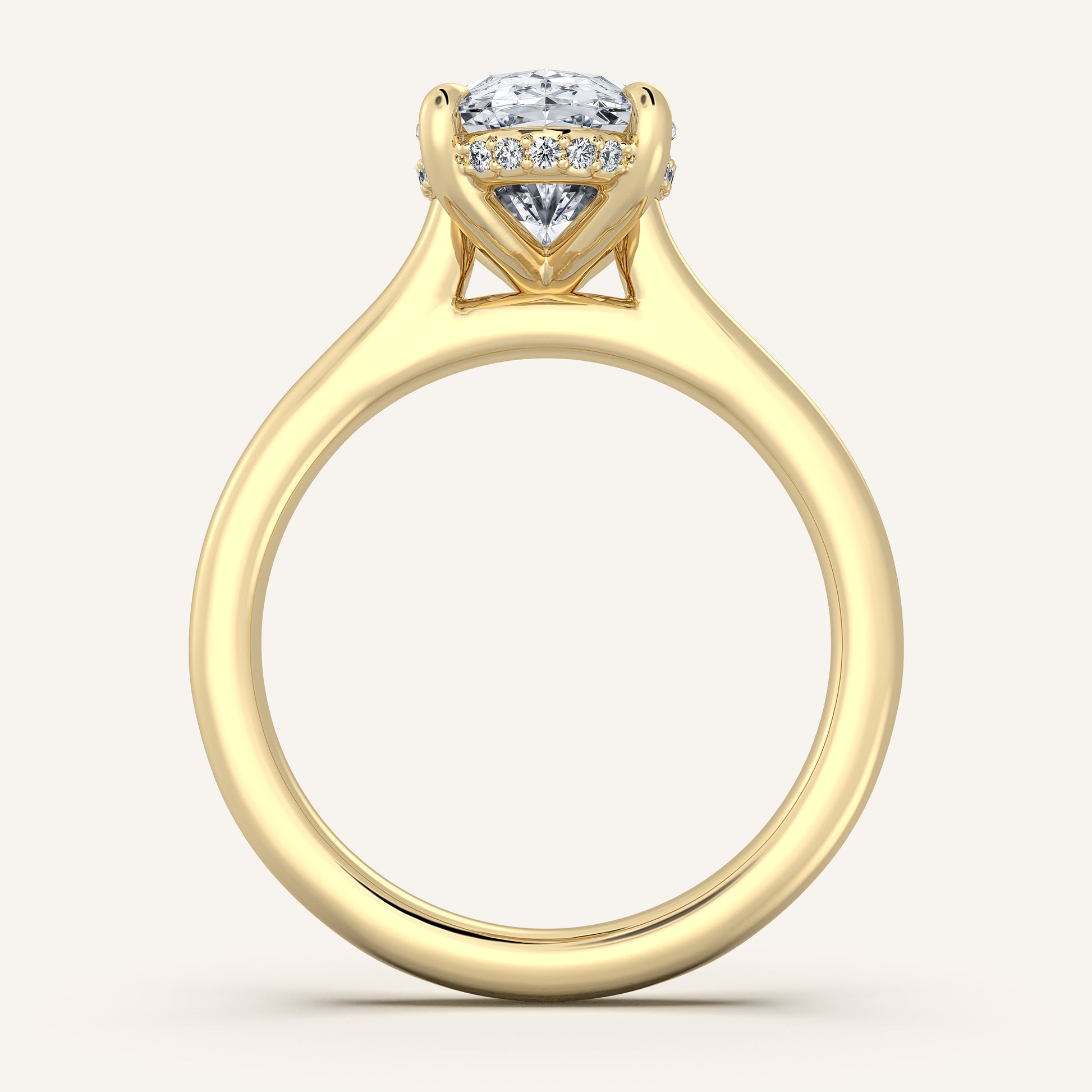 Image for Moval Cathedral Hidden Halo Engagement Ring | 14k Yellow Gold