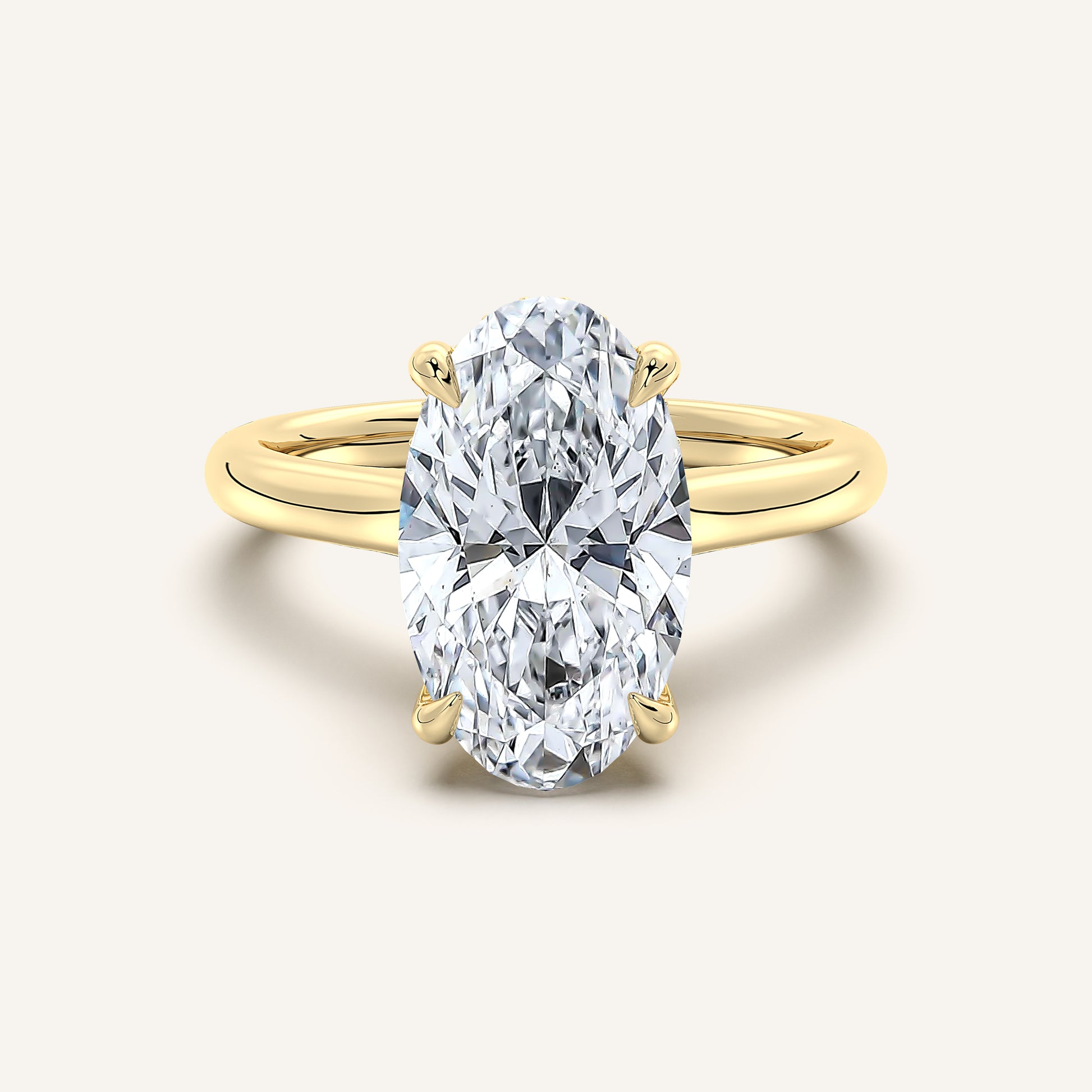 Image for Moval Cathedral Hidden Halo Engagement Ring | 14k Yellow Gold