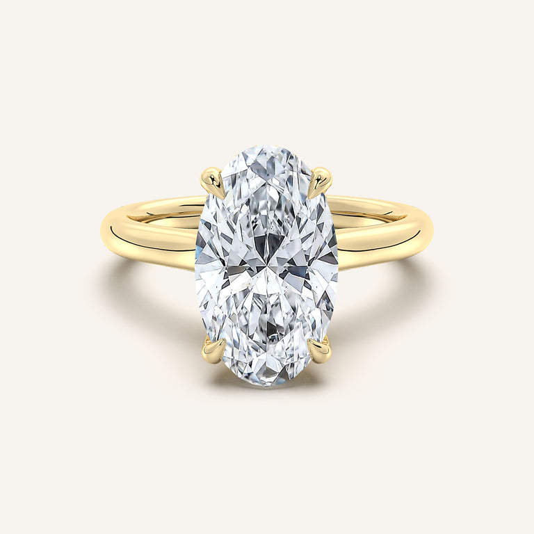 Image for Moval Cathedral Hidden Halo Engagement Ring | 14k Yellow Gold