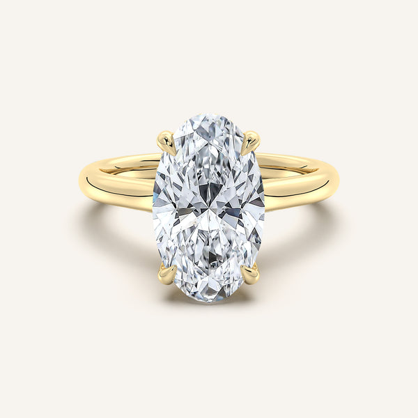 Moval Cathedral Hidden Halo Engagement Ring | 14k Yellow Gold