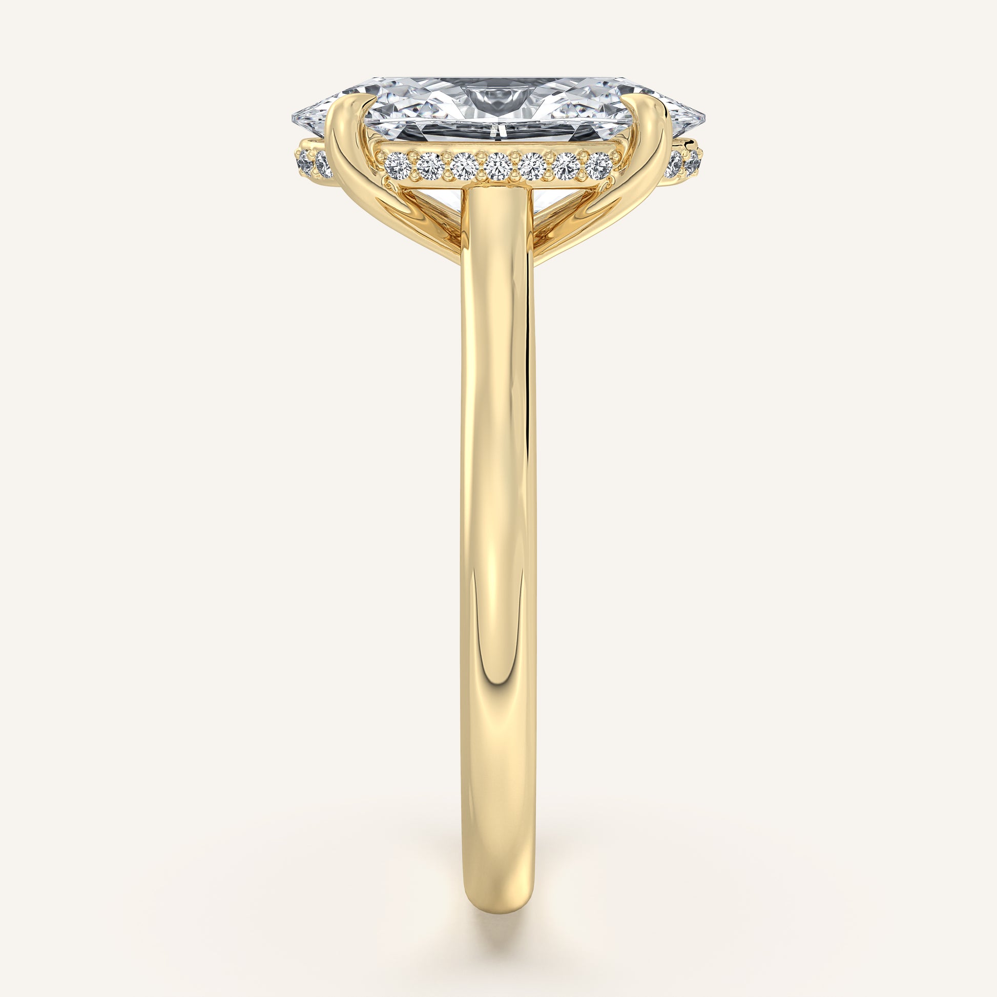 Image for Moval Cathedral Hidden Halo Engagement Ring | 14k Yellow Gold