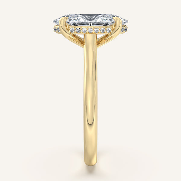 Moval Cathedral Hidden Halo Engagement Ring | 14k Yellow Gold