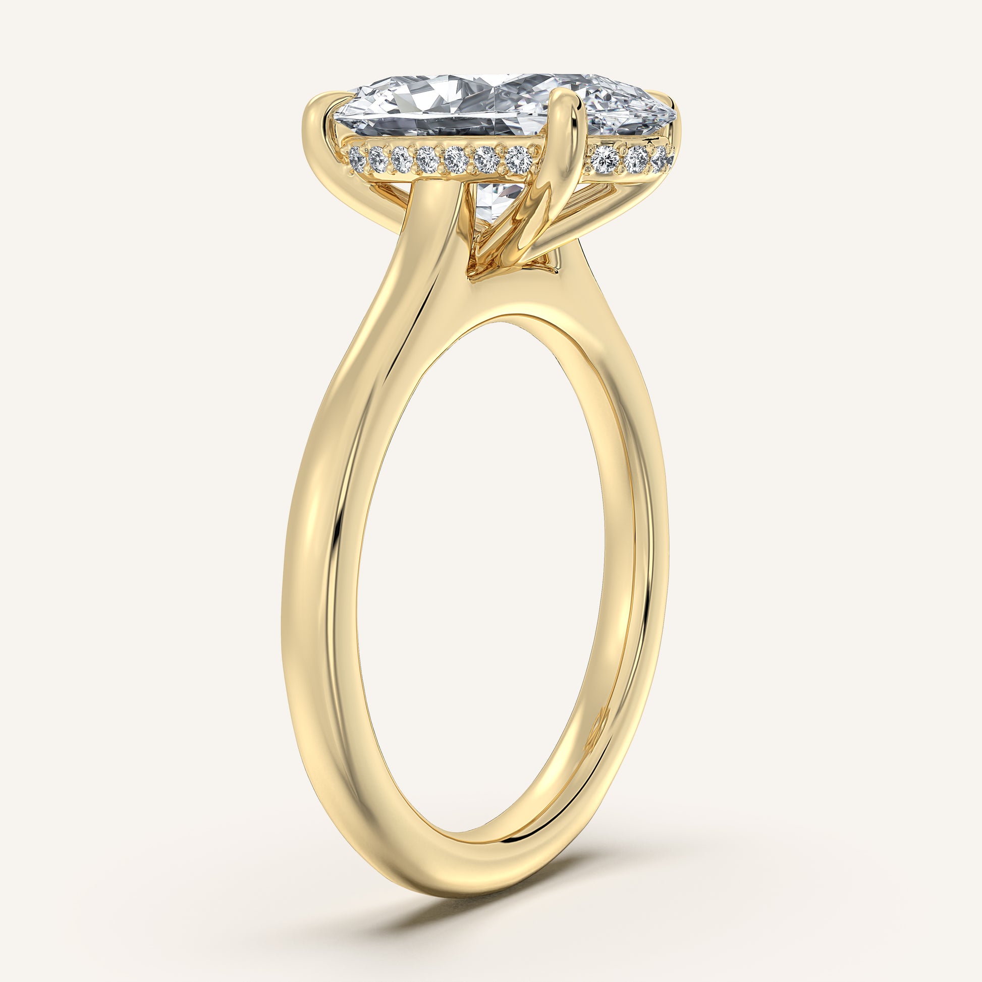 Image for Moval Cathedral Hidden Halo Engagement Ring | 14k Yellow Gold