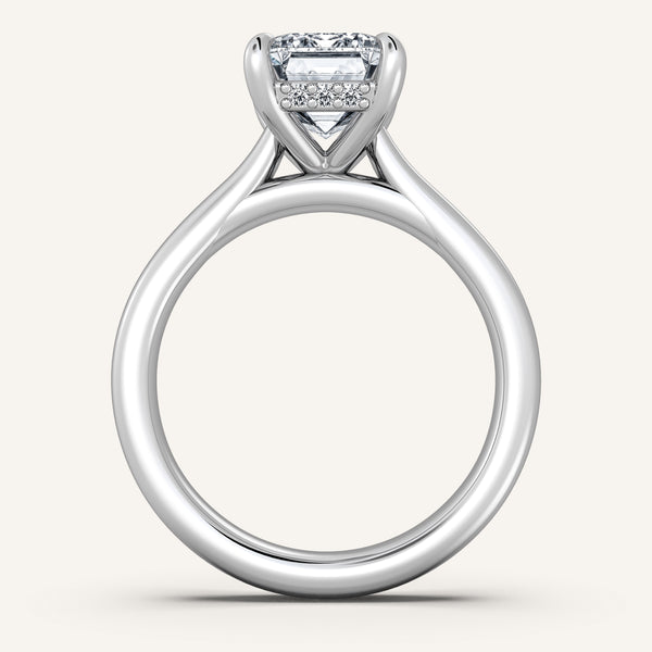 Chunky Hidden Halo Engagement Ring | 14k White Gold