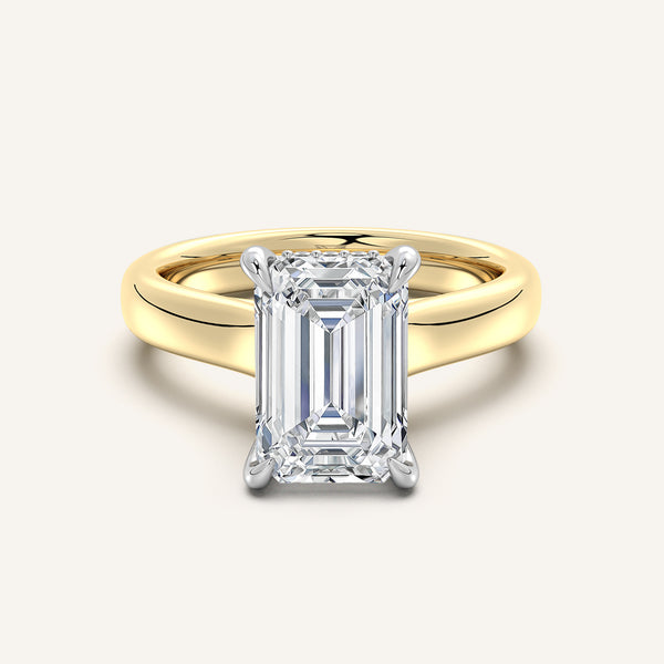 Chunky Hidden Halo Engagement Ring | 14k Two Tone