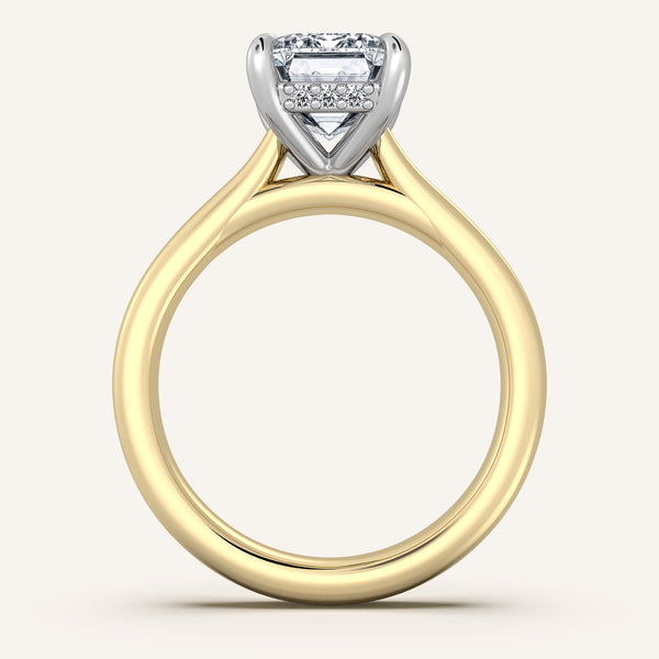 Chunky Hidden Halo Engagement Ring | 14k Two Tone