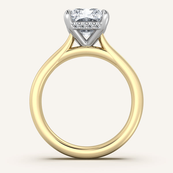 Chunky Hidden Halo Engagement Ring | 18k Two Tone