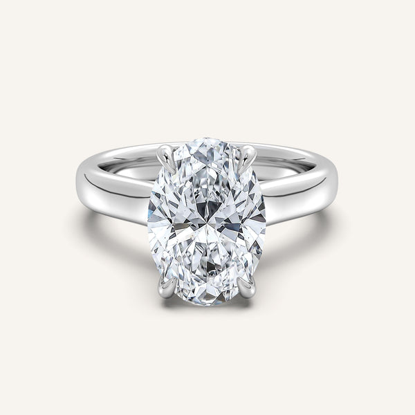 Chunky Hidden Halo Engagement Ring | 14k White Gold