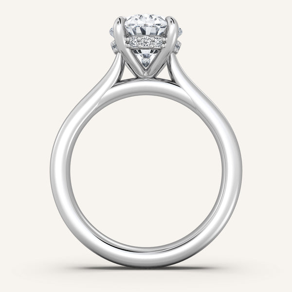 Chunky Hidden Halo Engagement Ring | 18k White Gold