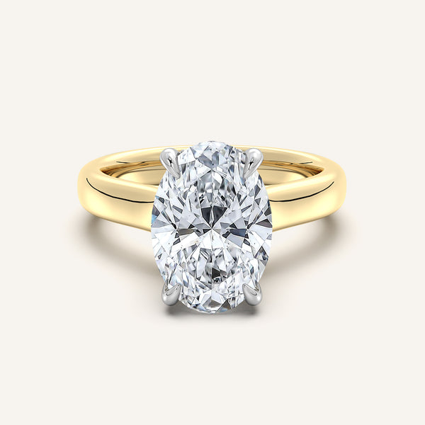 Chunky Hidden Halo Engagement Ring | 14k Two Tone