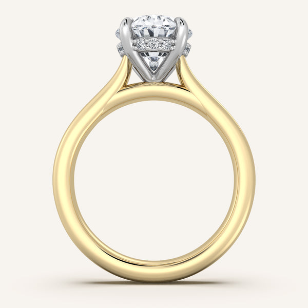 Chunky Hidden Halo Engagement Ring | 18k Two Tone
