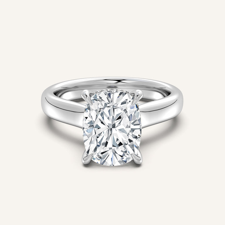 Image for Chunky Hidden Halo Engagement Ring | 14k White Gold