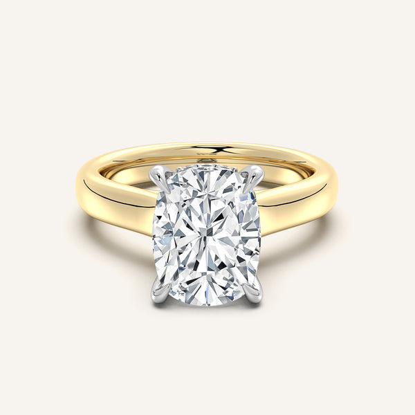 Chunky Hidden Halo Engagement Ring | 14k Two Tone