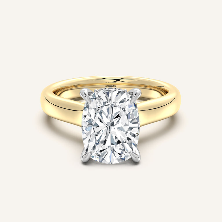 Image for Chunky Hidden Halo Engagement Ring | 18k Two Tone