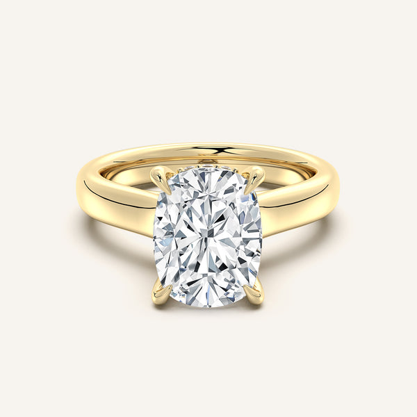 Chunky Hidden Halo Engagement Ring | 18k Yellow Gold