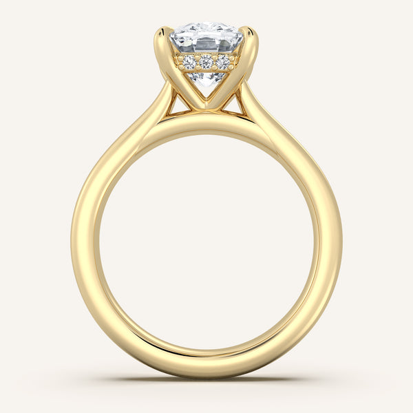 Chunky Hidden Halo Engagement Ring | 14k Yellow Gold