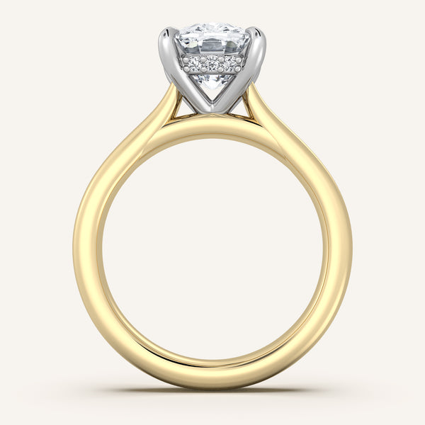 Chunky Hidden Halo Engagement Ring | 18k Two Tone