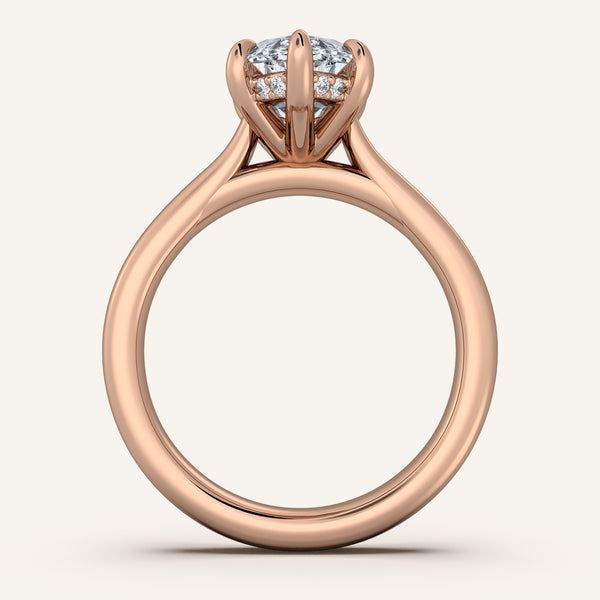 Chunky Hidden Halo Engagement Ring | 14k Rose Gold