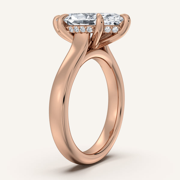 Marquise Wide Band Hidden Halo Engagement Ring | 18k Rose Gold