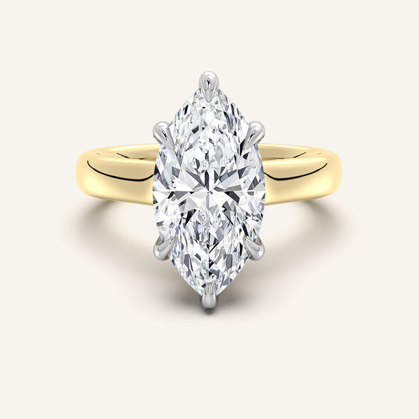 Chunky Hidden Halo Engagement Ring | 14k Two Tone