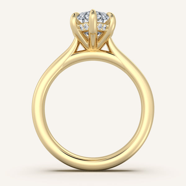 Chunky Hidden Halo Engagement Ring | 14k Yellow Gold