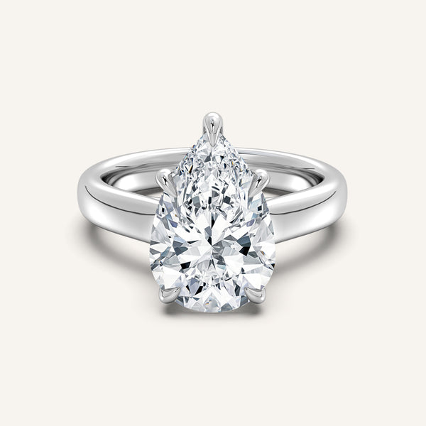 Chunky Hidden Halo Engagement Ring | 14k White Gold