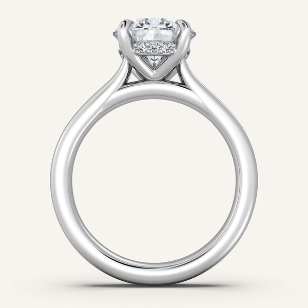 Chunky Hidden Halo Engagement Ring | 18k White Gold
