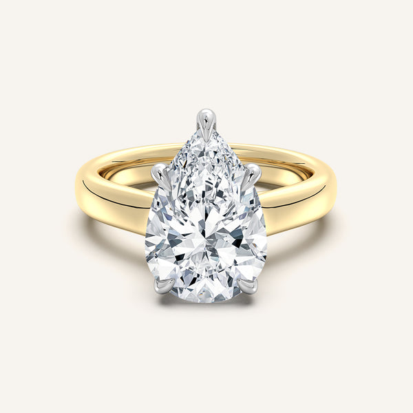 Chunky Hidden Halo Engagement Ring | 14k Two Tone
