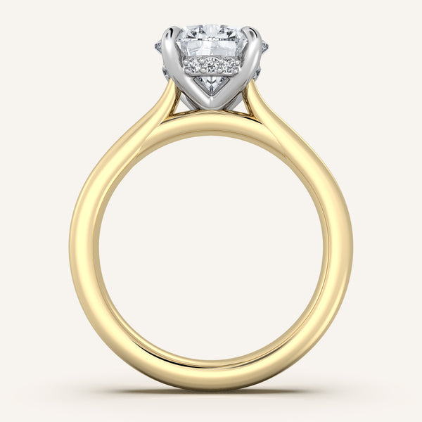 Chunky Hidden Halo Engagement Ring | 14k Two Tone
