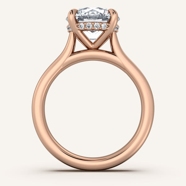 Chunky Hidden Halo Engagement Ring | 14k Rose Gold