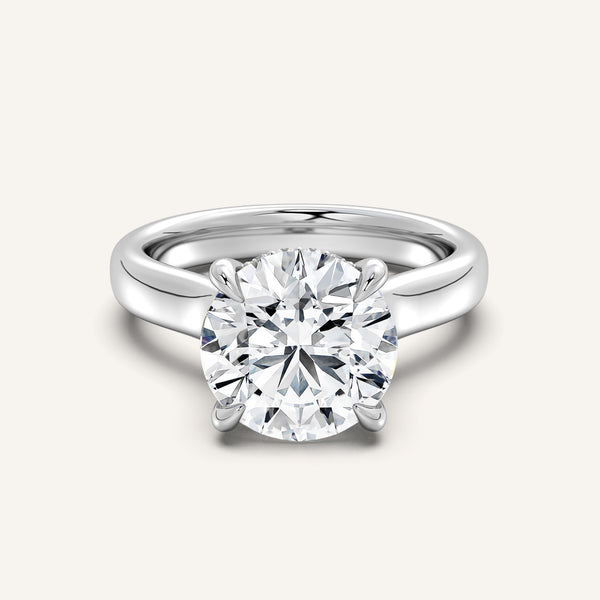 Chunky Hidden Halo Engagement Ring | 18k White Gold