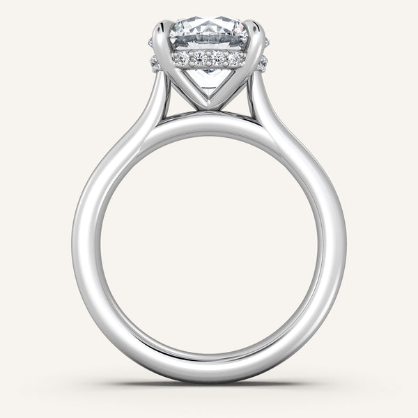 Chunky Hidden Halo Engagement Ring | 18k White Gold