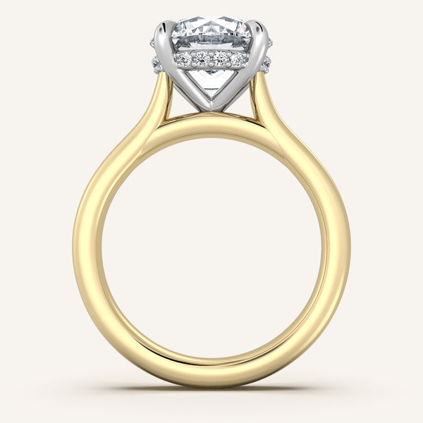 Chunky Hidden Halo Engagement Ring | 18k Two Tone