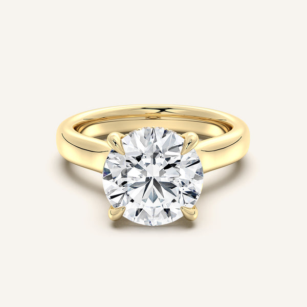 Chunky Hidden Halo Engagement Ring | 14k Yellow Gold